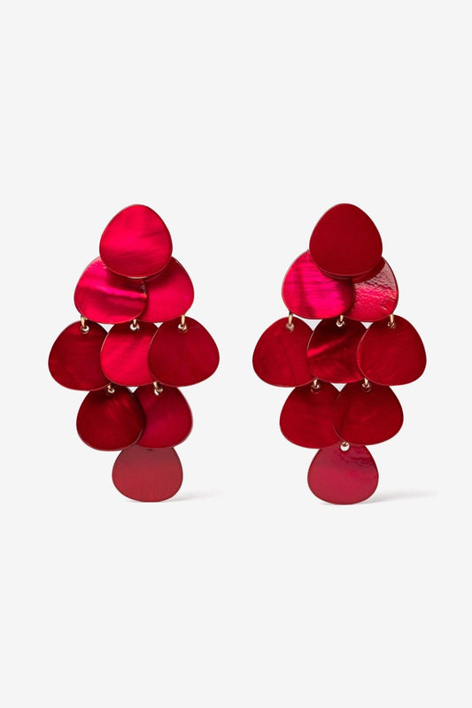Pendientes Largos Piezas Redondas Granates