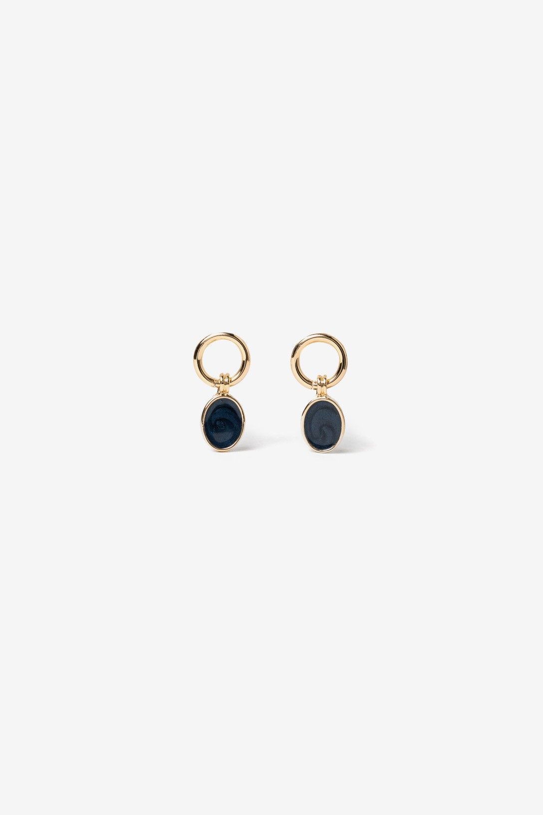 Pendientes Mini Aro Dorado Y Piedra Azul