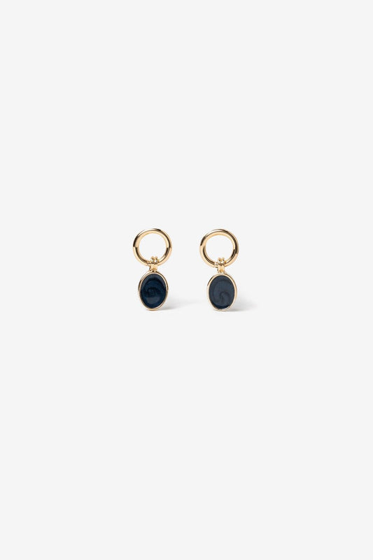Pendientes Mini Aro Dorado Y Piedra Azul