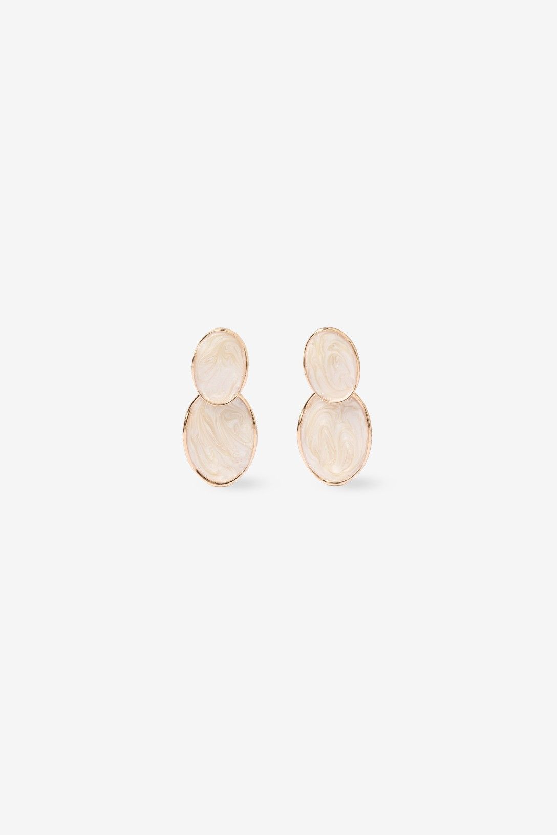 Pendientes Mini Piedras Ovaladas Blanco Roto