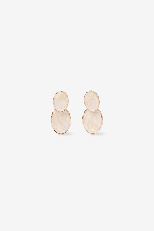 Pendientes Mini Piedras Ovaladas Blanco Roto