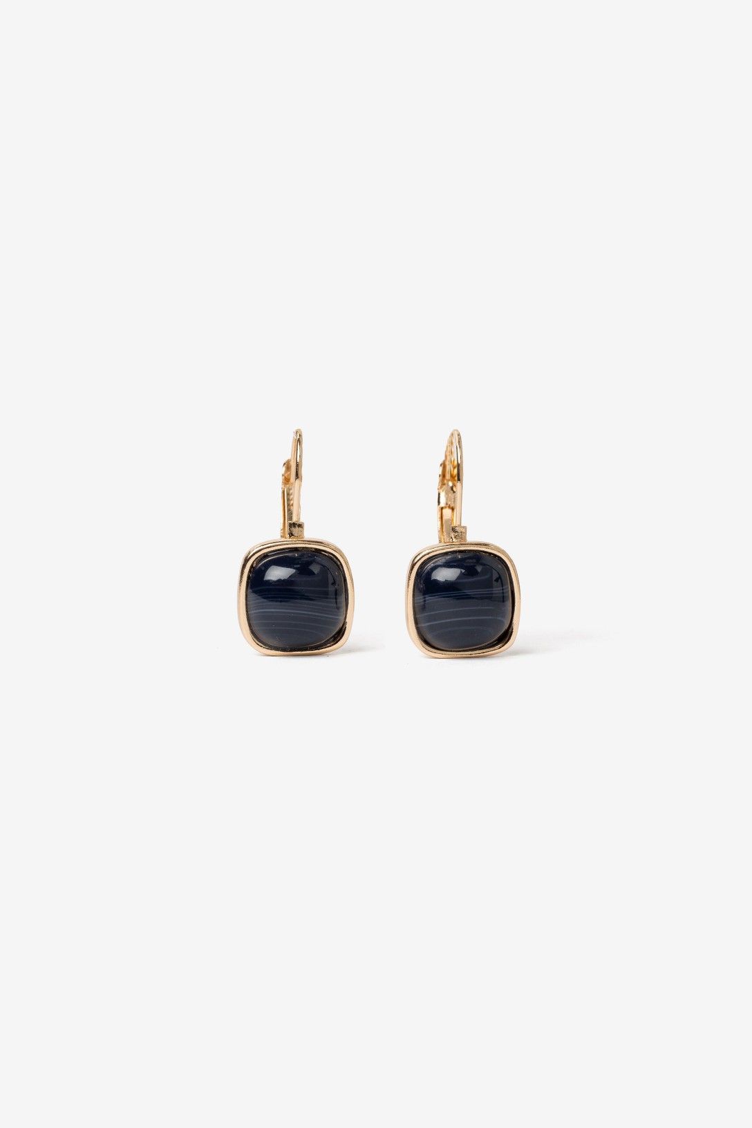 Pendientes Piedra Cuadrada Negra