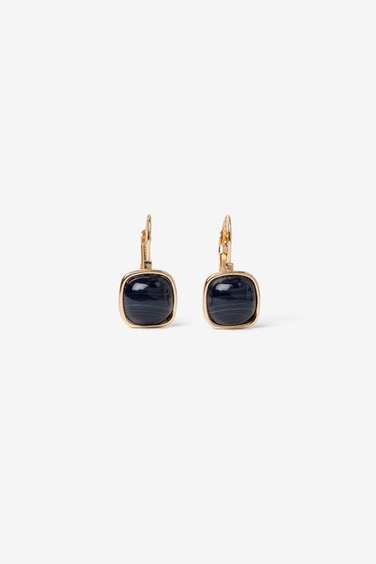 Pendientes Piedra Cuadrada Negra