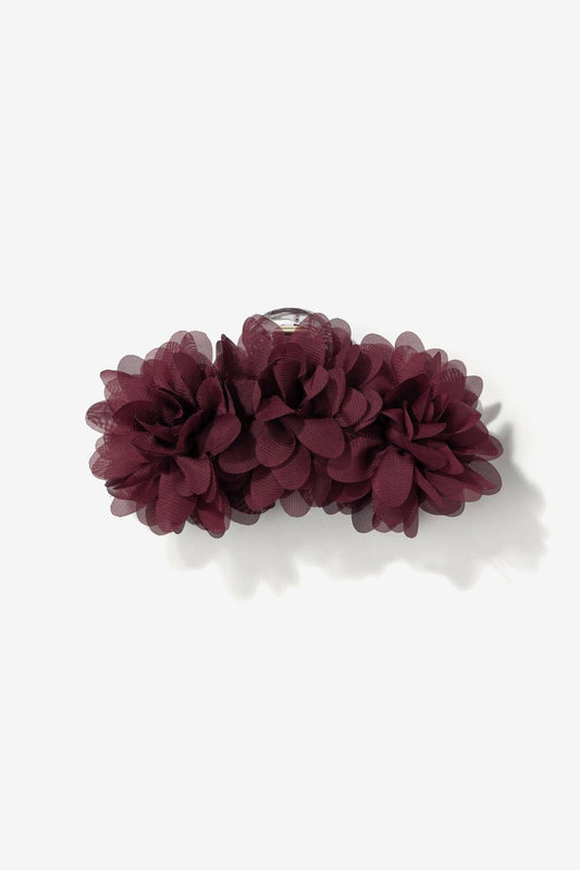 Pinza Pelo Flores Burdeos