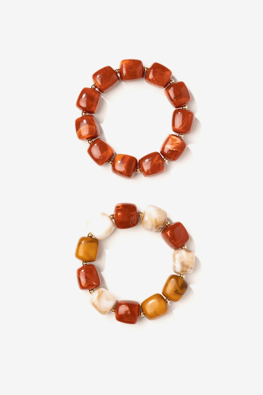 Pulsera Doble Piedras Grandes Teja