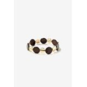 Pulsera Elástico Circulo Marrón y Dorado