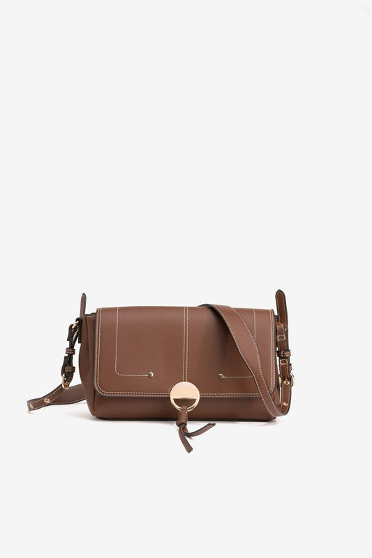 Bolso Bandolera Marrón Detalle Oro