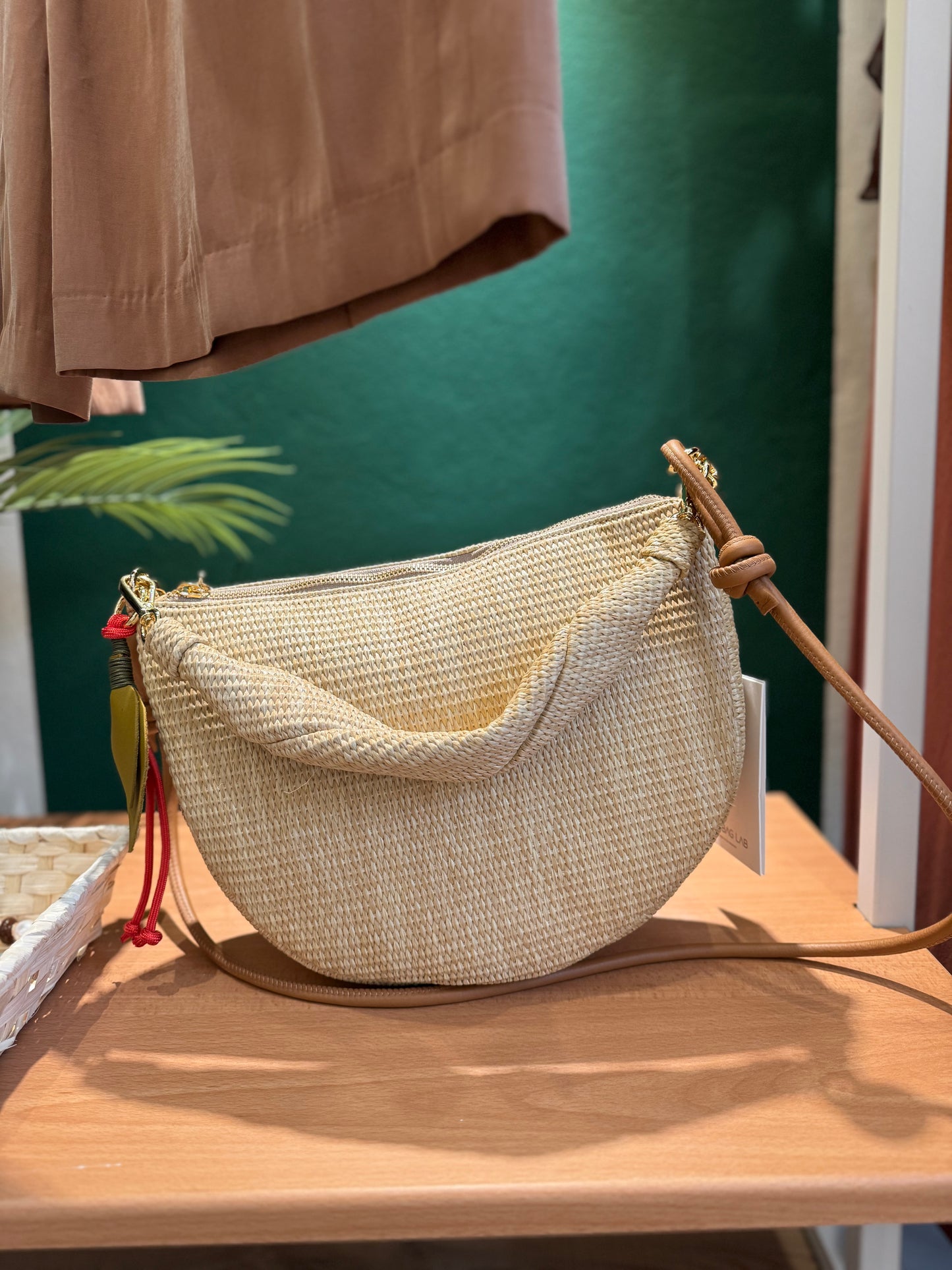 Bolso Mini Gondola Rafia Camel