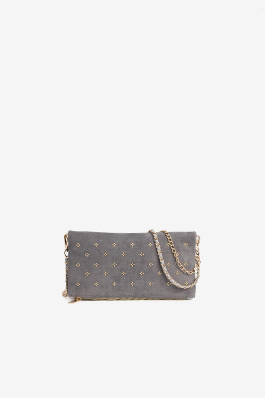 Bolso Rectangular Tachas Serraje Azul