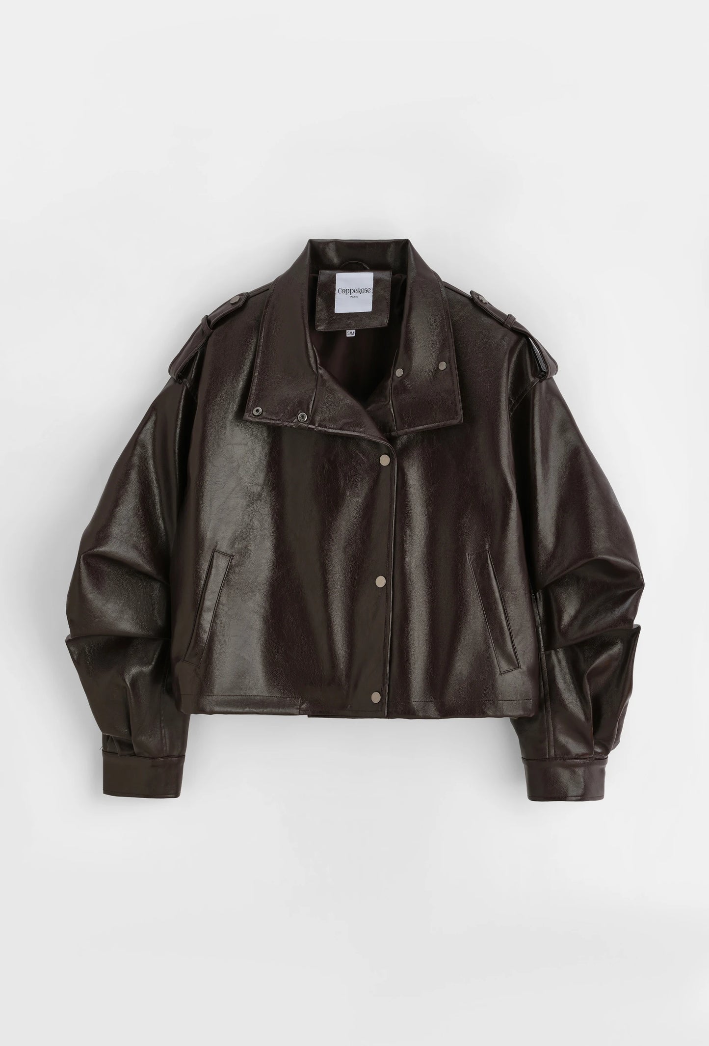 Chaqueta Efecto Cuero Chocolate