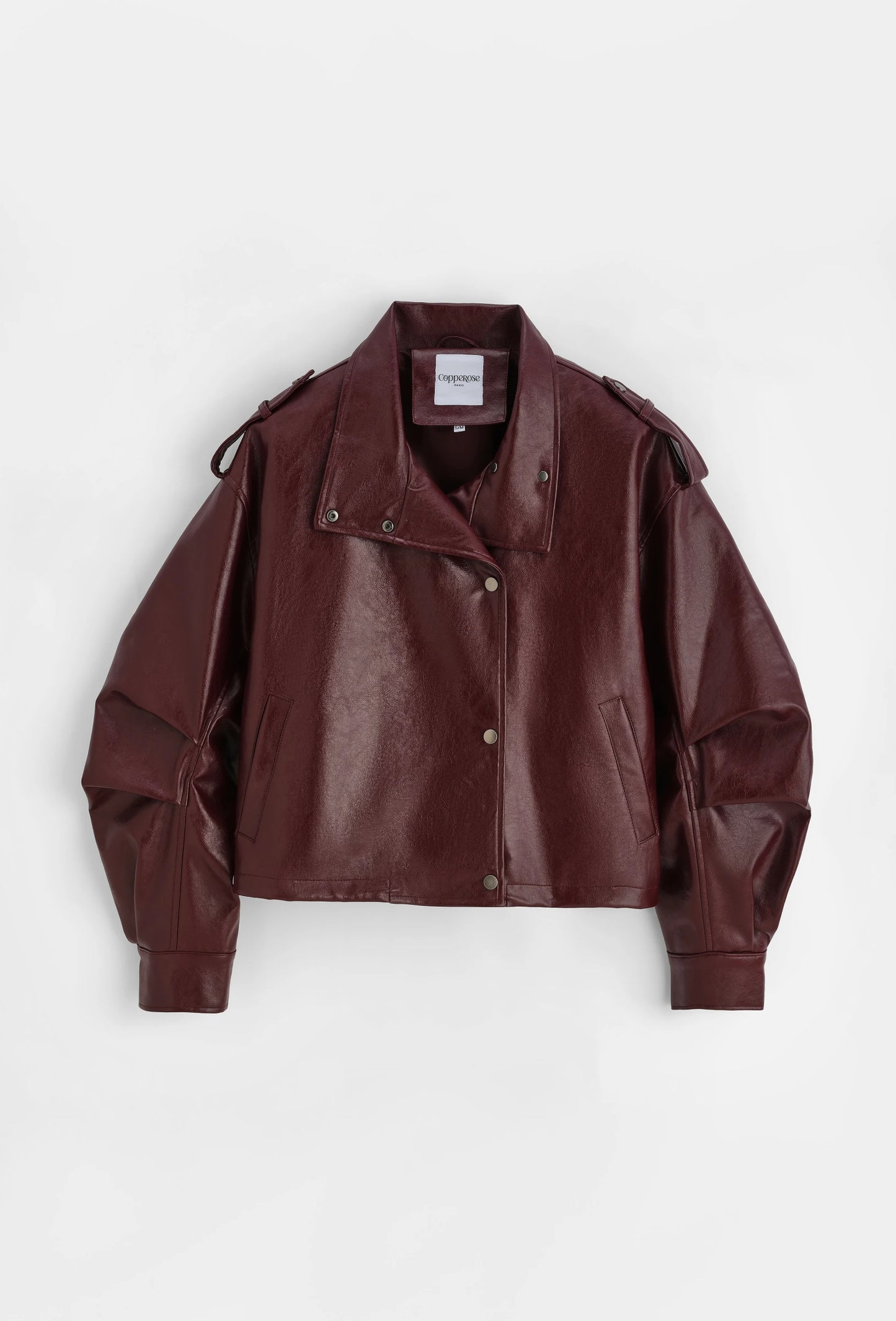Chaqueta Efecto Cuero Granate