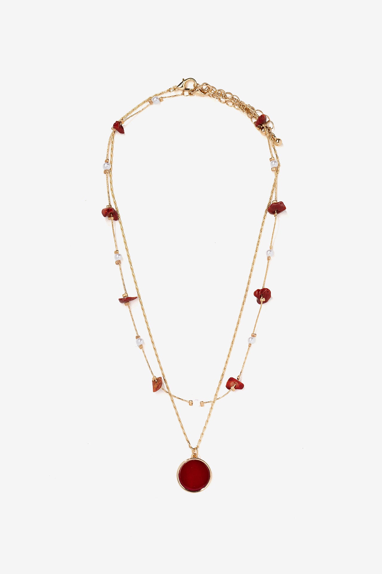 Colagante Doble Coral Rojo
