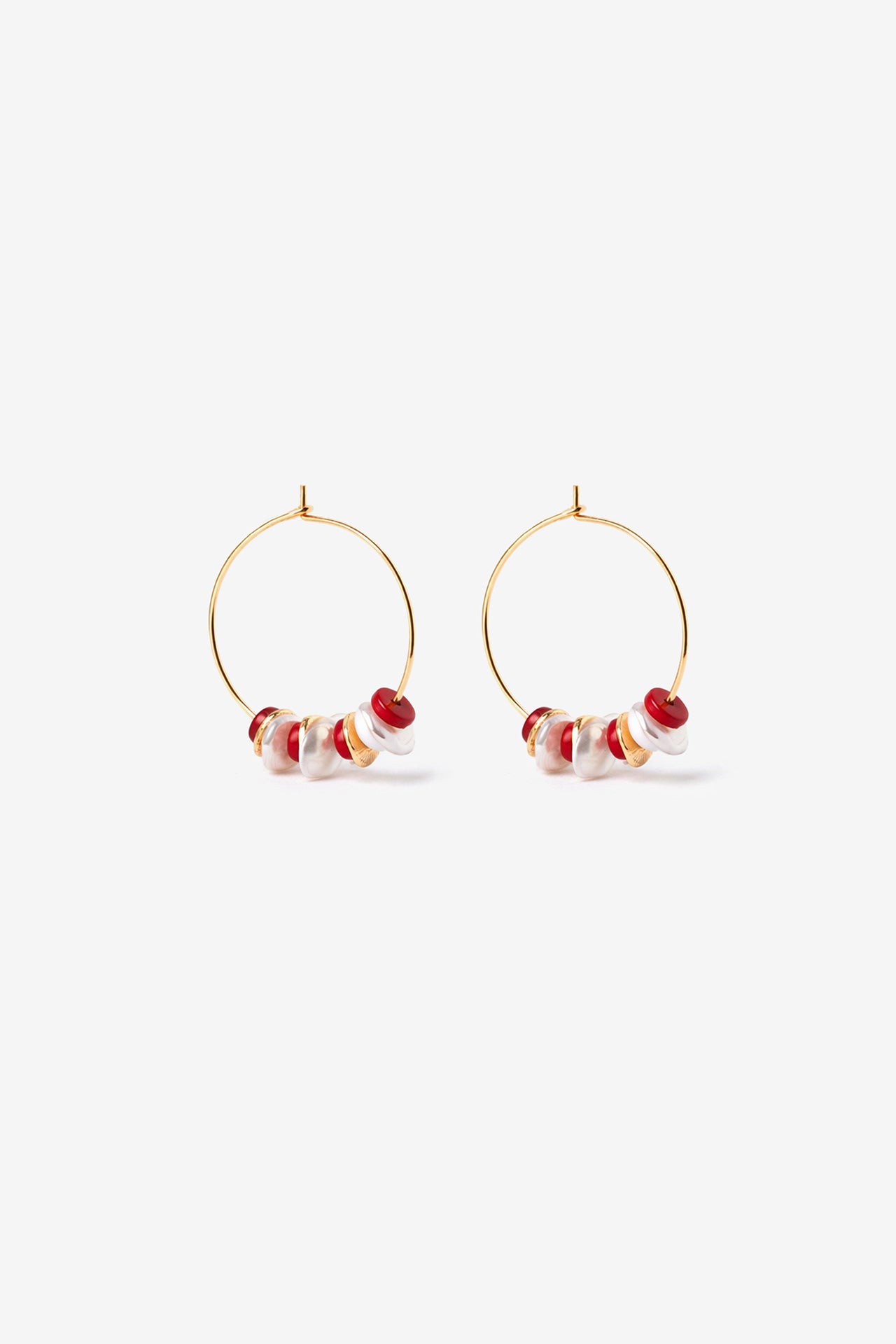 Pendientes Aro Fino Coral Rojo