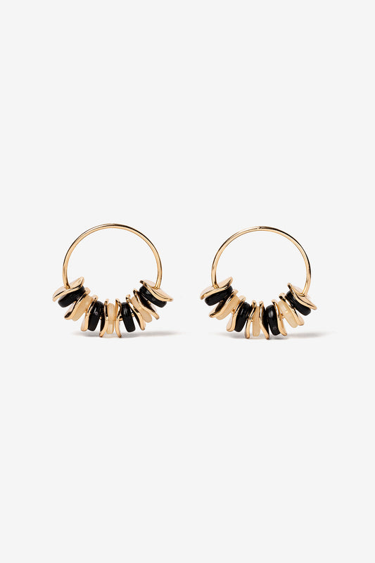 Pendientes Aro Con Charms Negro