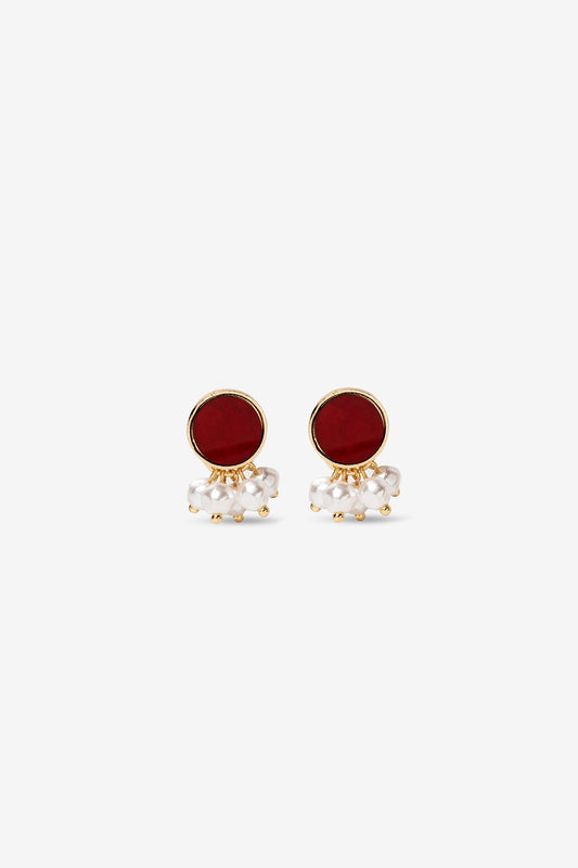 Pendientes Circulo Rojo Perlas