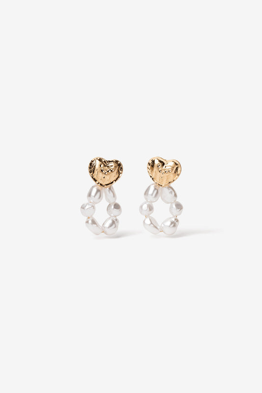 Pendientes Corazón Con Perlas
