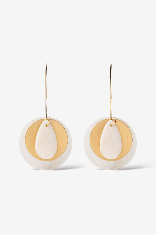 Pendientes Largos Nacar Doble Circulo