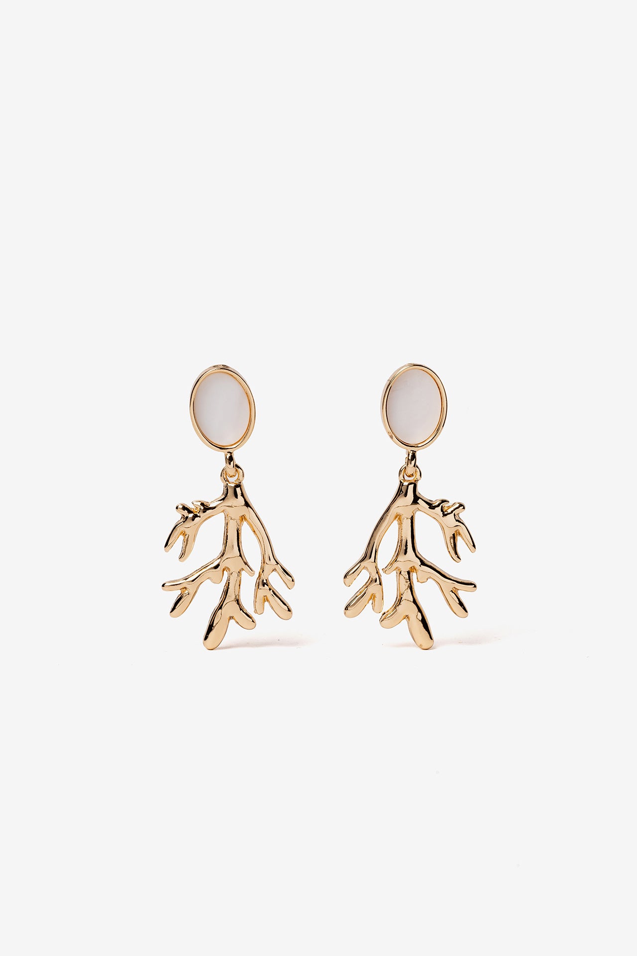 Pendientes Piedra Coral Oro