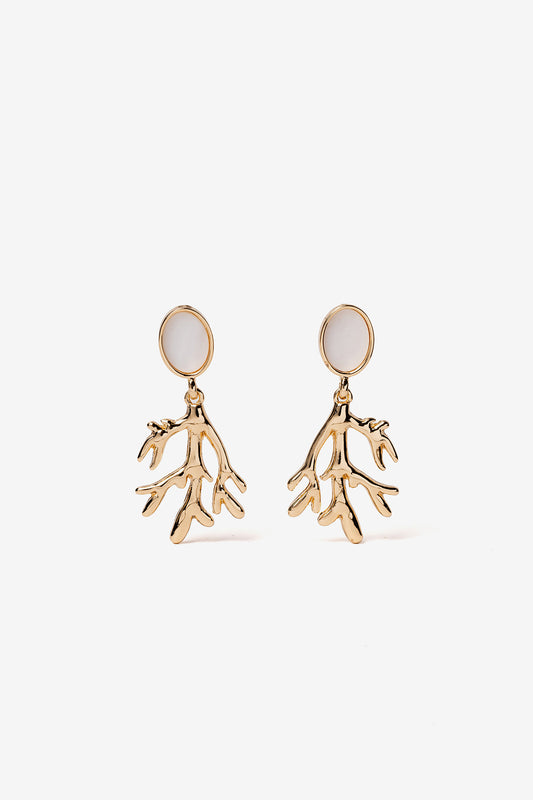 Pendientes Piedra Coral Oro