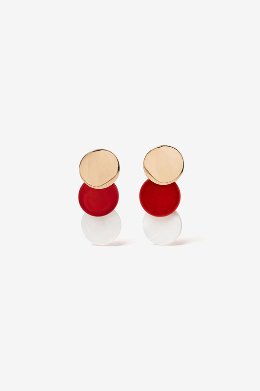 Pendientes Triple Circulo Rojo
