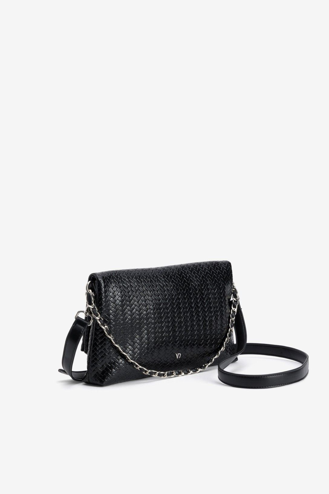 Bolso Bandolera Cremallera Negro Trenzado