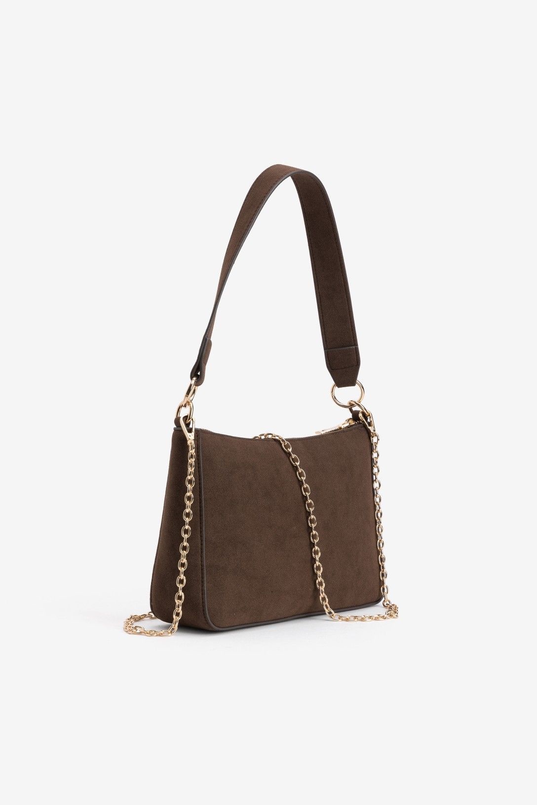 Bolso Bandolera Nobuk Marrón Oscuro Cadena