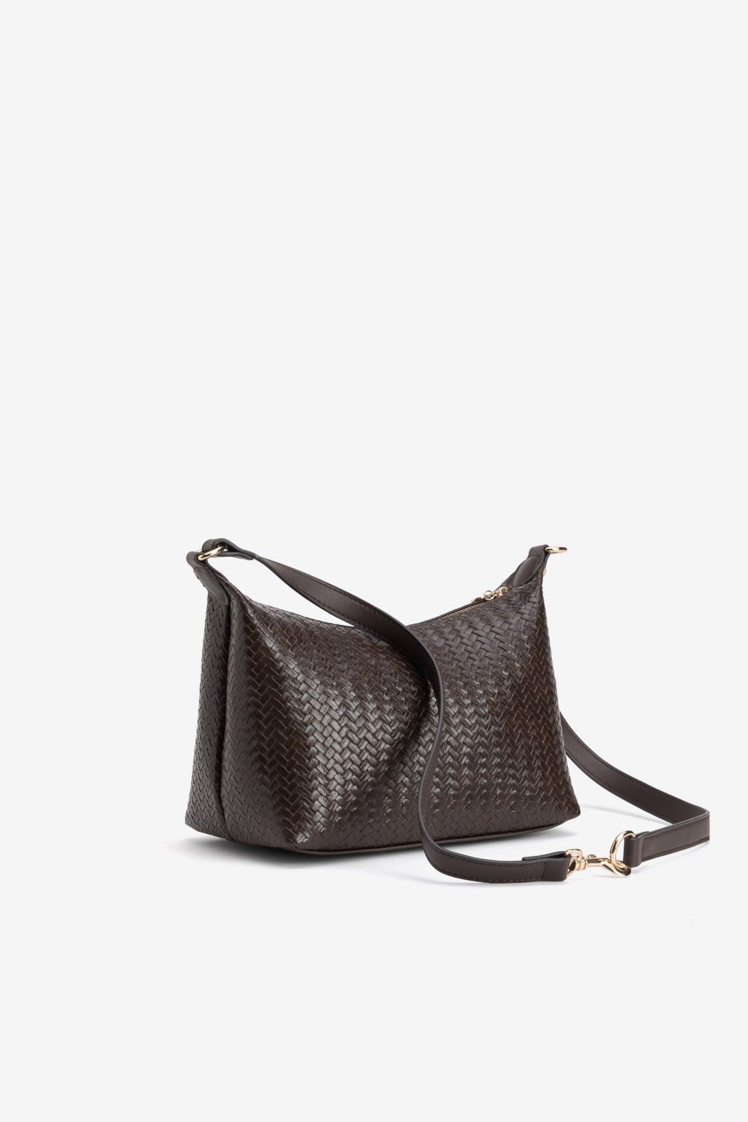 Bolso Bandolera Trenzado Marrón Chocolate