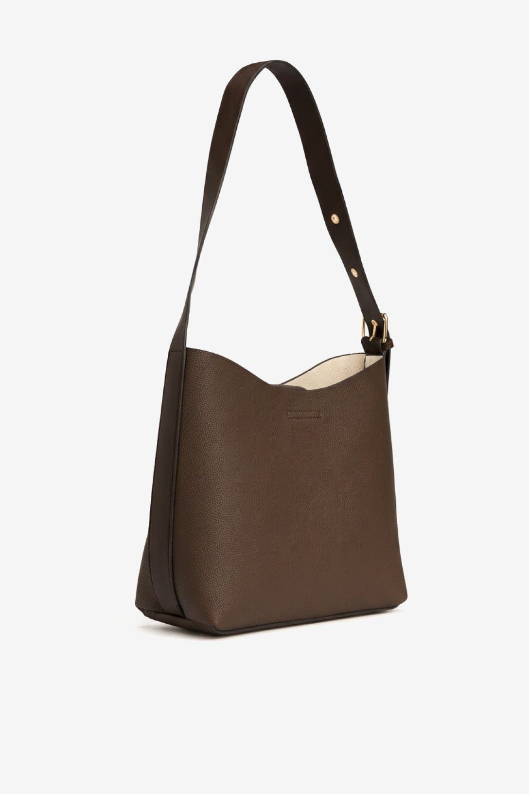 Bolso Hombro Polipiel Marrón Con Neceser Interior