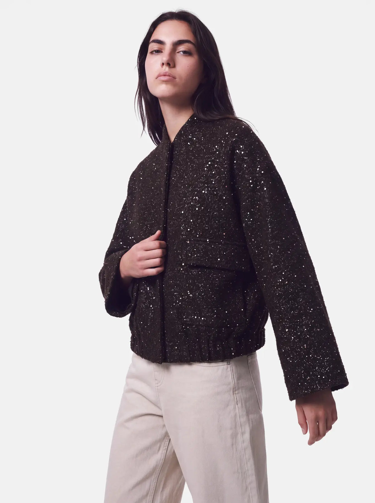 Bomber Maxi Brillos Marrón
