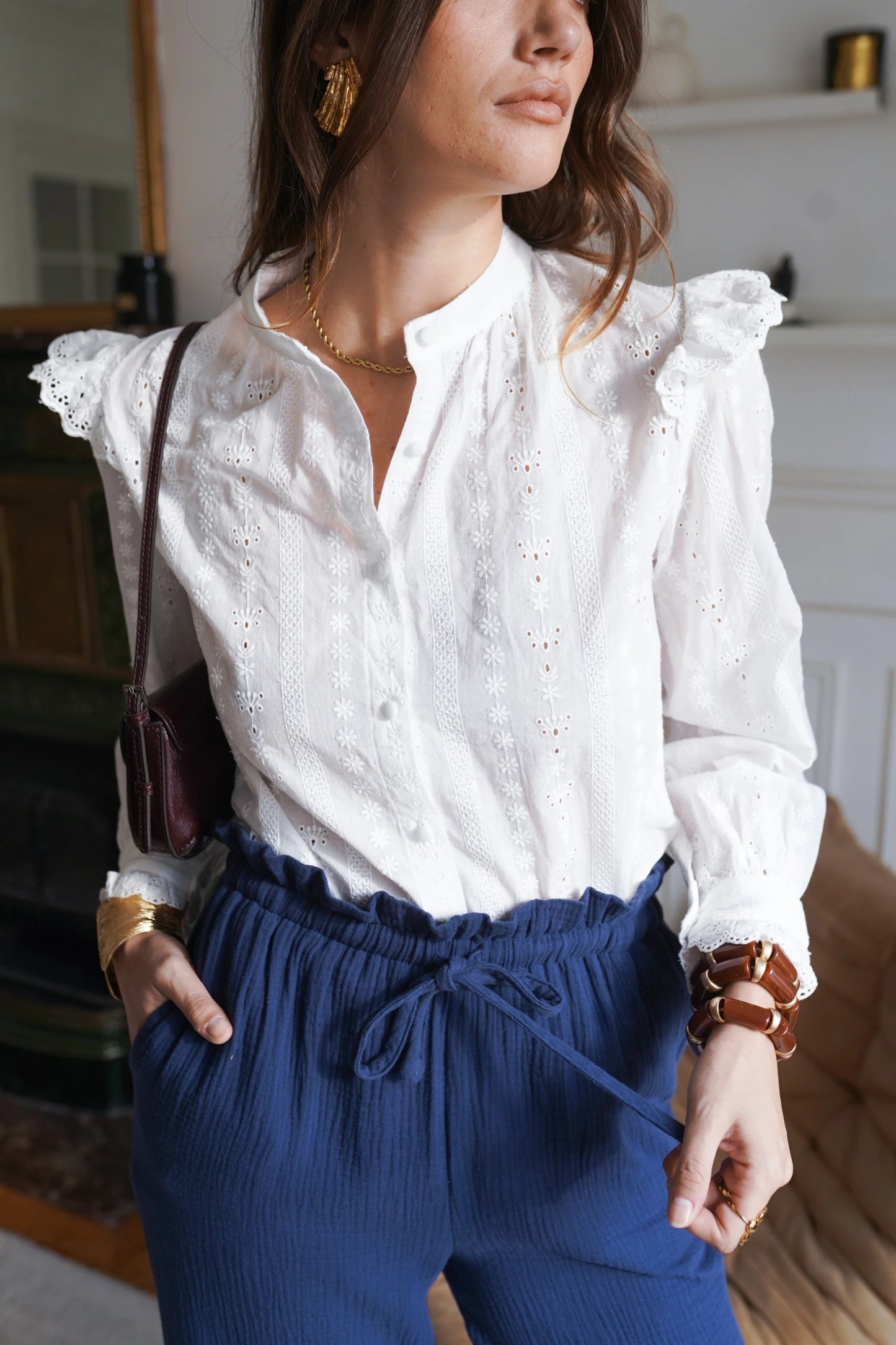 Blusa De Algodón Bordada