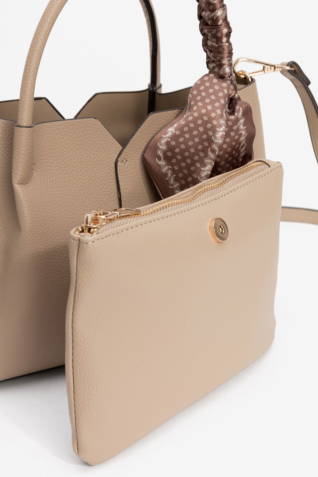 Bolso Beige Pañuelo Marrón