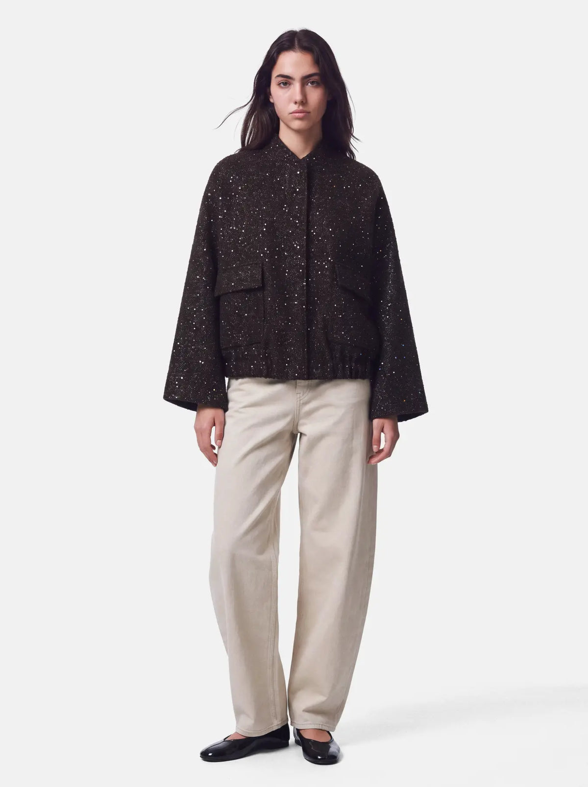 Bomber Maxi Brillos Marrón