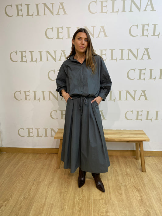 Falda Con Elástico Gris Celina