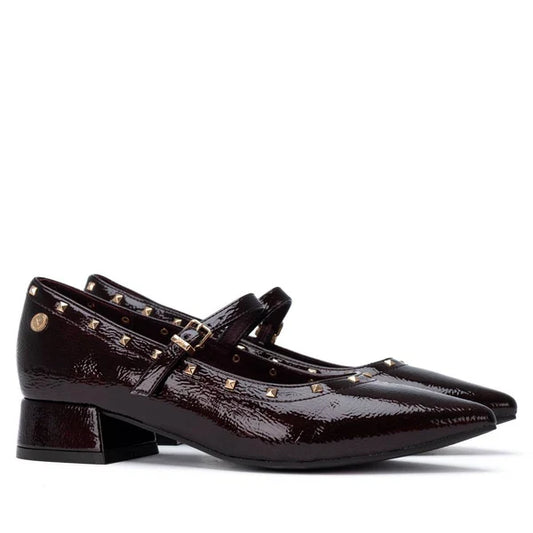 Zapato Charol Con Tachuelas Burdeos