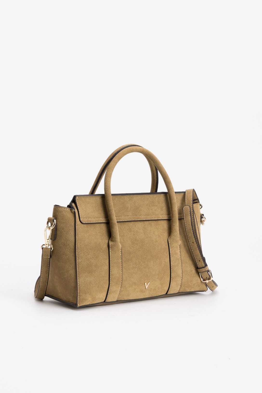 Bolso Ancho Marrón Nobuk Detalle Decorativo Lazo