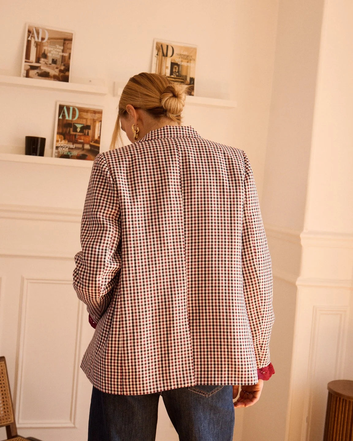 Chaqueta Blazer De Cuadros Vichy