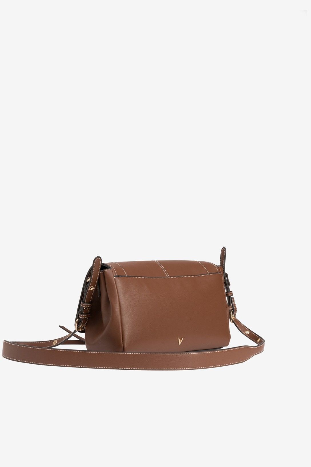 Bolso Bandolera Marrón Detalle Oro